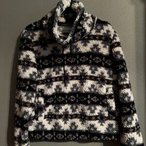 Sabrina Lauren New York Sherpa Aztec Print Pullover Size Small